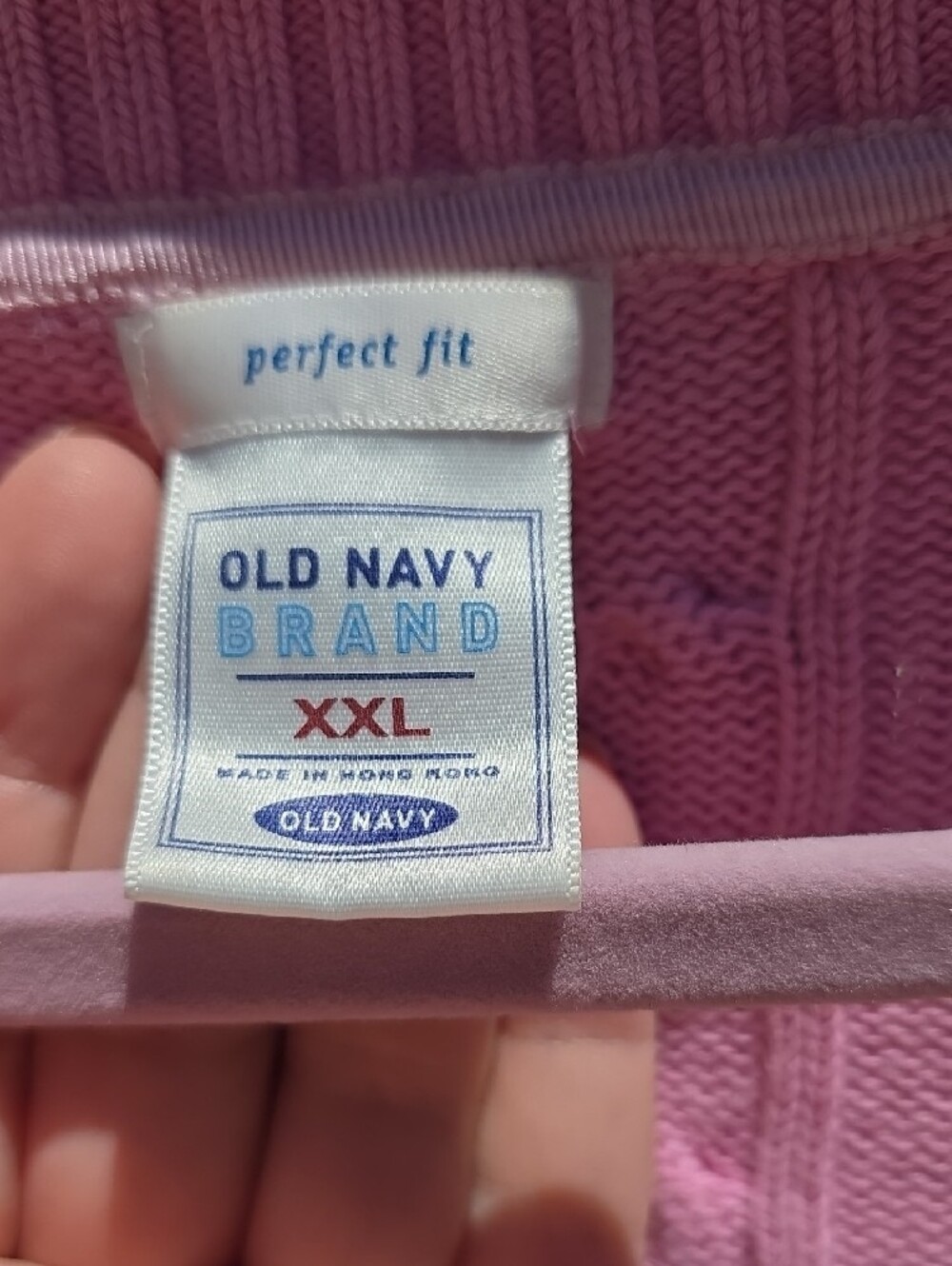 Vintage 90s Old Navy Pink 100% Cotton V-neck Sweater XXL Made in Hong Kong‎ Rare - Picture 2 of 14